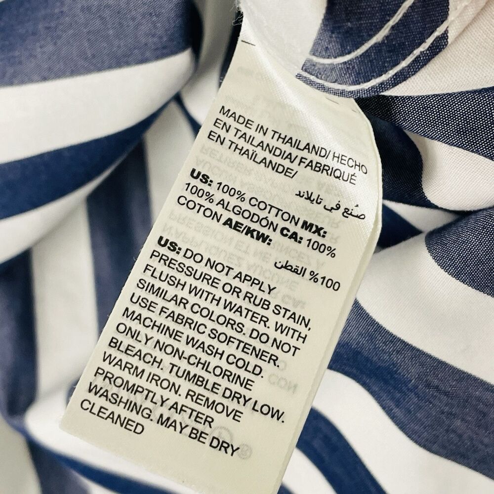 Chico’s No-Iron Cotton Striped Stain Shield Shirt Navy & White Striped Size 4/6 - Picture 7 of 8